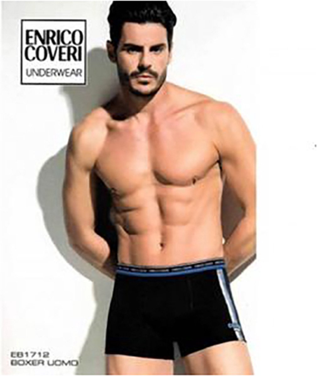 Enrico Coveri Set van 2 stuks katoenen heren mannen boxer, GRIJS en BLAUW kleur, Maat M