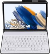 Geschikt voor Samsung Tab A8 Toetsenbord Hoes Bluetooth Keyboard Cover boekcase Rose Goud - Geschikt voor Samsung Galaxy Tab A8 hoes met toetsenbord - QWERTY