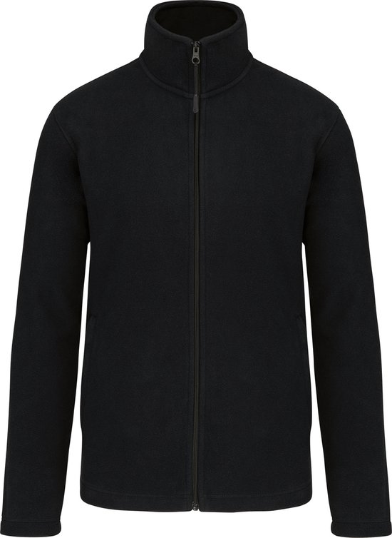 Veste noire en micro-polaire Kariban avec fermeture éclair, col montant et manches longues.