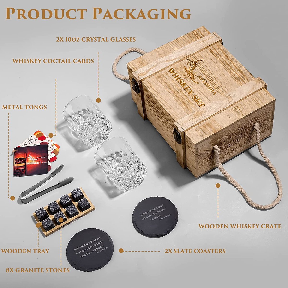 Whiskey cadeausets voor vader Mannen Verjaardag Cadeau-ideeën van Dochter Zoon - Roestvrijstalen Whisky cadeauset en Whiskyglazenset - Cadeaus voor mannen