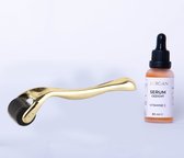Aurgan Dermaroller met Vitamine C Serum - Huidverzorging anti aging - tegen pigmentvlekken - anti-rimpels