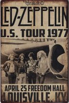Metalen wandbord Led Zeppelin US 1977 - 20 x 30 cm