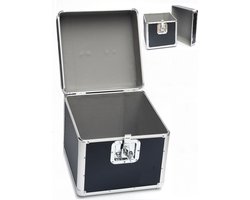 Vinyl koffer LP koffer voor 70 tot 100 platen afsluitbaar zwart aluminium