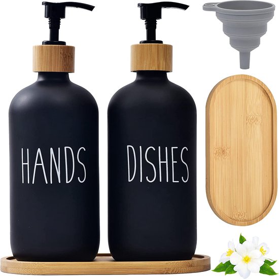 Distributeur de savon, noir, 500 ml, noir mat, bouteille de liquide  vaisselle avec... | bol.com