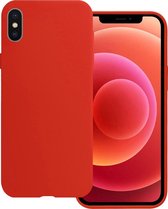 Hoes Geschikt voor iPhone Xs Hoesje Siliconen Back Cover Case - Hoesje Geschikt voor iPhone Xs Hoes Cover Hoesje - Rood