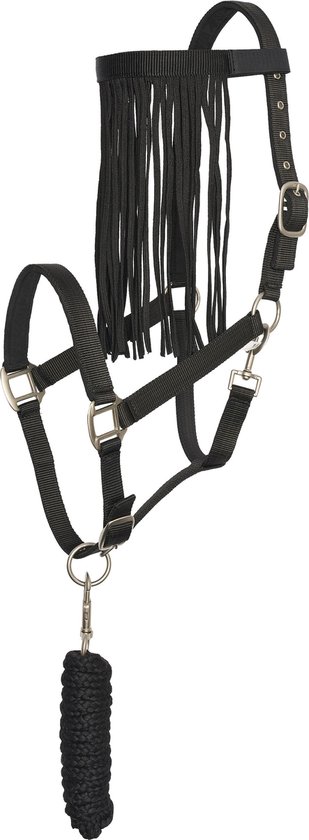 Imperial Riding - Set Van Halster, Touw En Vliegenfrontriem - Zwart - Maat Pony Imperial Riding - Set Van Halster, Touw En Vliegenfrontriem - Zwart - Maat Pony