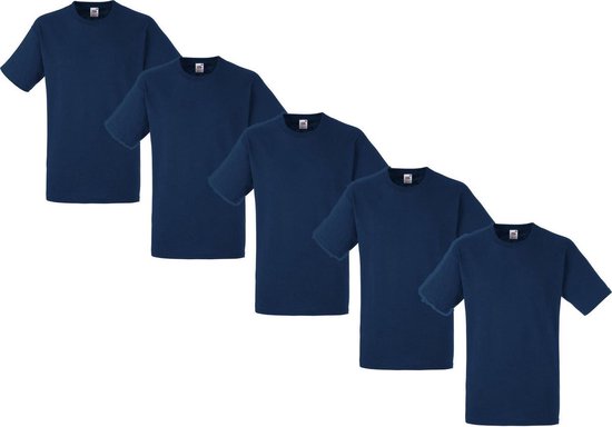 Fruit of the Loom - 5 stuks American Heavy T-shirts Ronde Hals - Blauw - XL