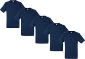 Fruit of the Loom - 5 stuks American Heavy T-shirts Ronde Hals - Blauw - M