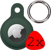 Airtag Housse Etui Airtag Porte-clés Pendentif Vert Foncé Siliconen - 2x
