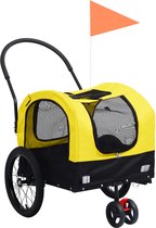 vidaXL - Fietstrailer - en - hondenwagen - 2-in-1 - geel - en - zwart