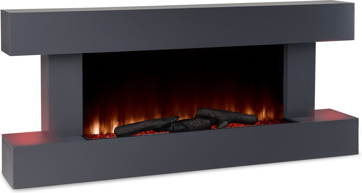 Decoratieve Klarstein-haard met LED-vlammen, elektrische haard met verwarming, 2000W elektrische haard, energiezuinige elektrische haard, wandhaard met afstandsbediening en timer, elektrische haarden met MDF-behuizing