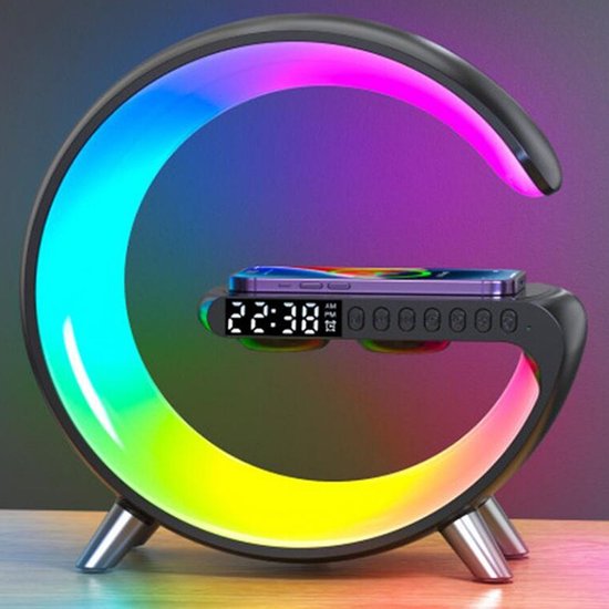 G-Light - Wake-up Light - Bureaulamp LED - Wekker - Lichtwekker - Bluetooth Speaker - Draadloos Oplader - Digitale Wekkerradio - Led Light - Sfeerlamp - Nachtlamp - Google Home & Alexa - Zwart — afbeelding 5