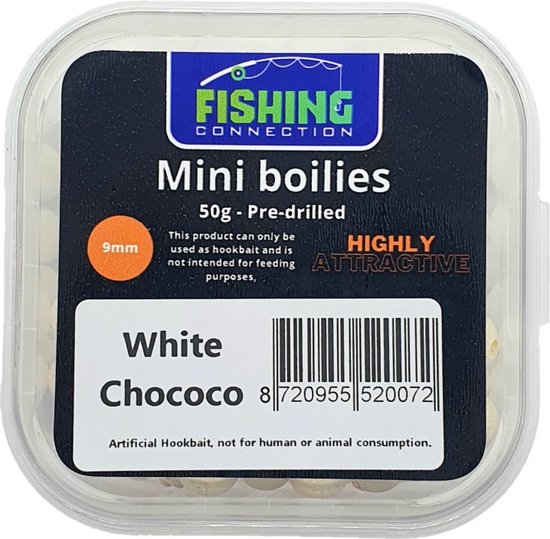 Mini Boilies (pre-drilled) 'White Chococo' 9mm - 50g - Method Feeder Aas/voer - Miniboilies Haakaas van MINI — afbeelding 4