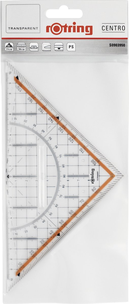 rOtring Centro grote geometrie-set vierkant met handvat 23 cm | bol