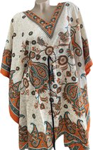 Dames kaftan/tuniek 1035/S Onesize 38-50 beige/oranje/groen