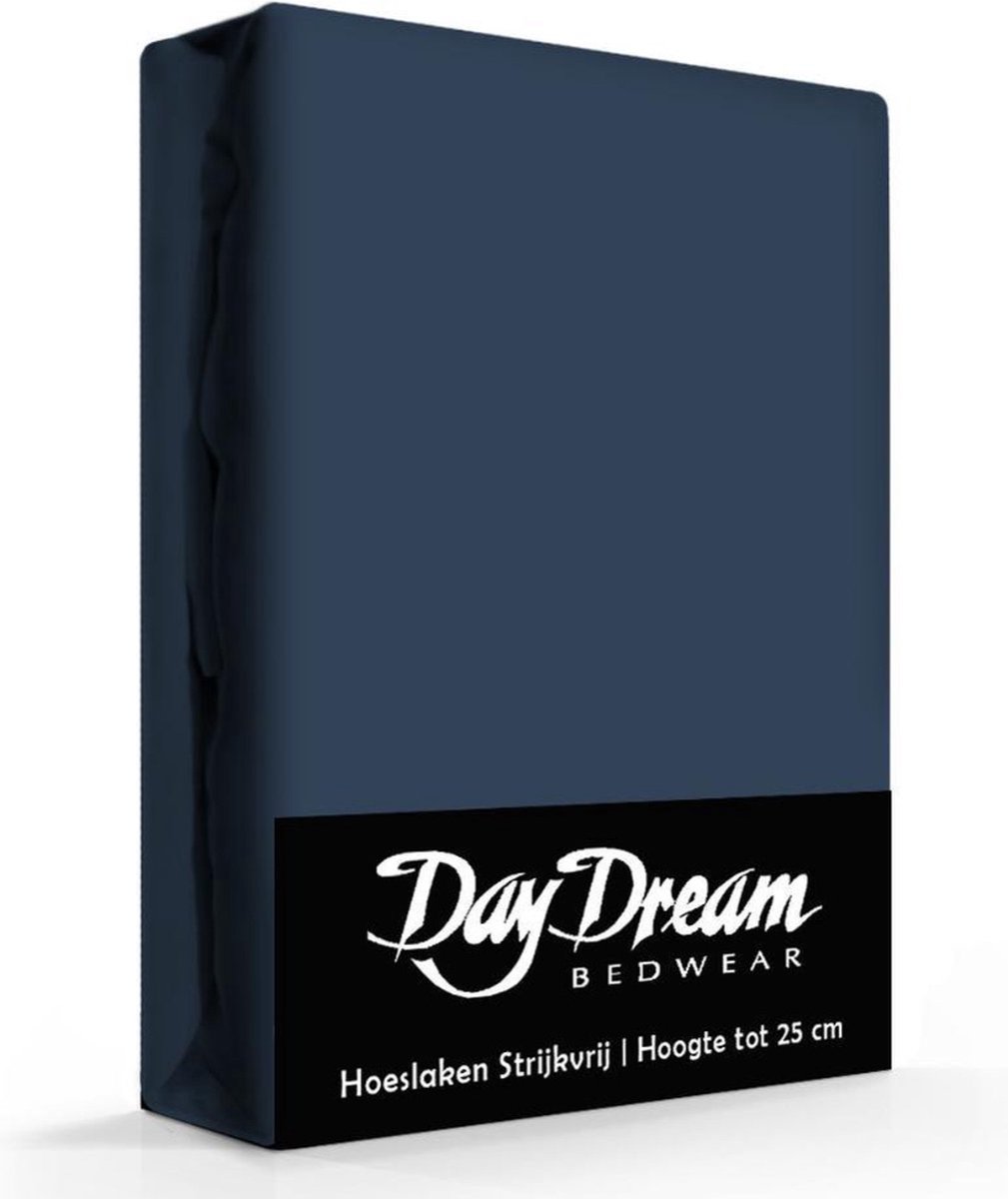 Day Dream hoeslaken - strijkvrij - katoen - 180 x 200 - Navy