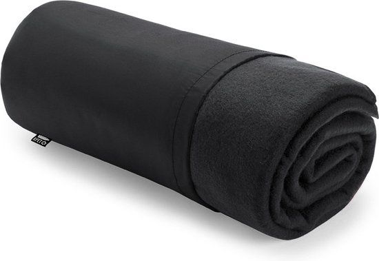 Fleece deken - Plaid - Deken - Dekentje - Duurzaam - Met opbergzakje - 150 x 120 cm - RPET - zwart