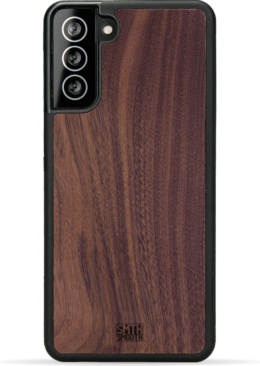 SMOOTH houten Samsung Galaxy S22 - WALNOOT - stijlvol en beschermend - gemaakt van echt hout en TPU - ecologisch en duurzaam
