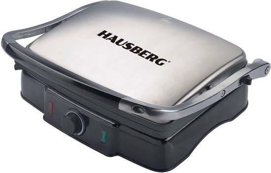 alpina Kontaktgrill - Optigrill 230V/1000W - Sandwich Maker - Panini Grill - Multigrill für Gemüse, Brot und Fleisch - Tischgrill mit Antihaftbeschichtung - Tropfschale - Schwarz/Rot