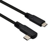 ROLINE USB 3.2 Gen 2x2 Kabel, Emark, C-C, M/M, 20Gbit/s, 100W, haaks, zwart, 1 m