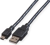 ROLINE USB 2.0 Kabel, type A - 5-Pin Mini, zwart, zwart, 1,8 m