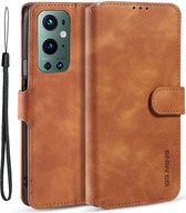 Geschikt voor DG Ming OnePlus 9 Pro Retro Wallet Book Case Hoesje Bruin