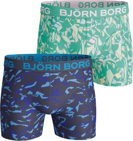 Björn Borg Heren Onderbroeken 2 Pack Boxers Tropic Leaves Blauw Maat M 0378