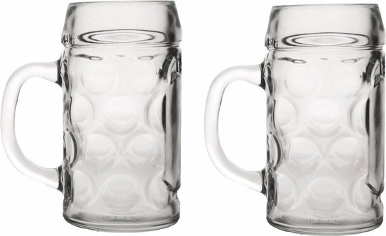 Grote Bierpullen/Bierglazen van 1 liter - 2x - Oktoberfest glazen