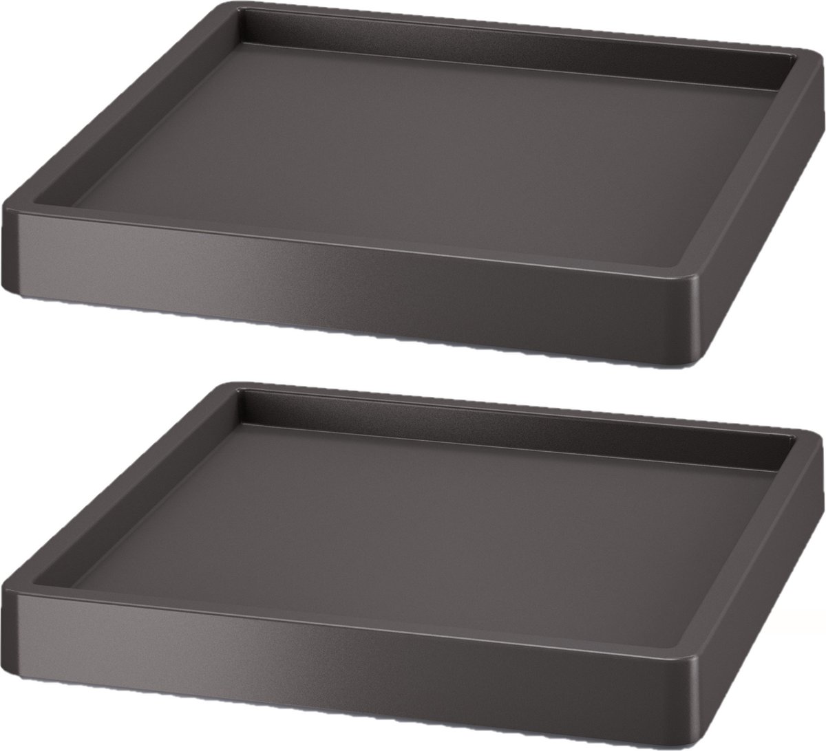 Prosperplast Plantenonderzetter - 2x - vierkant - antraciet - 30 x 30 x 6 cm - kunststof