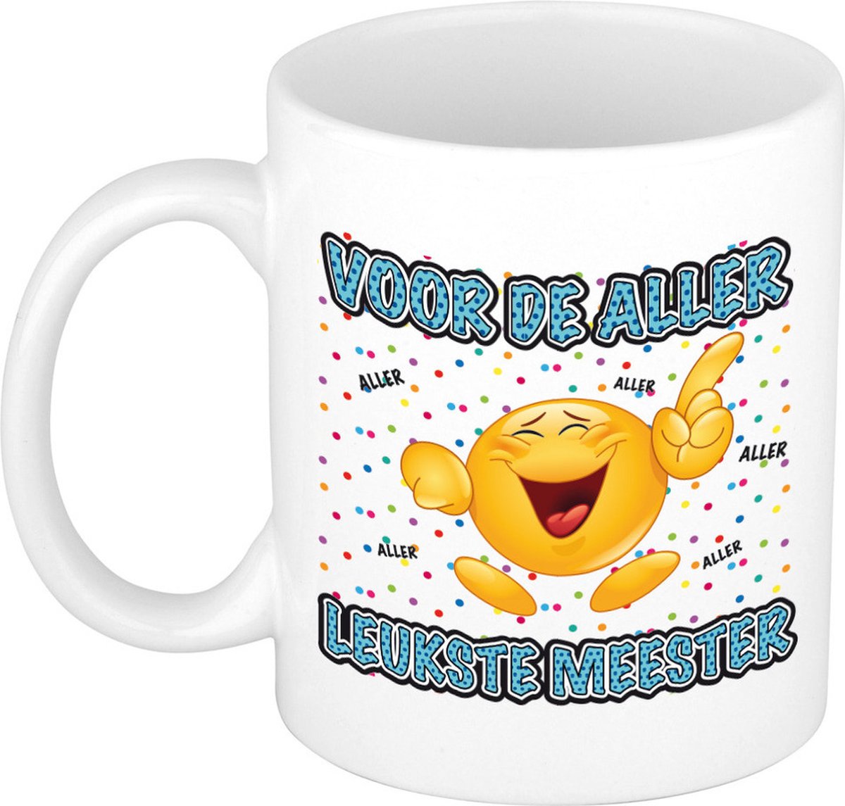 Bellatio Decorations Cadeau mok/beker - Voor de aller leukste meester - wit - 300 ml