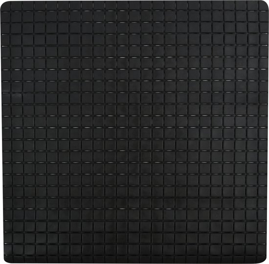 MSV Douche/bad anti-slip mat badkamer - rubber - zwart - 54 x 54 cm - met zuignappen
