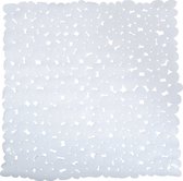 MSV Douche/bad anti-slip mat - badkamer - pvc - wit - 53 x 53 cm - zuignappen - steentjes motief