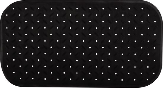 MSV Douche/bad anti-slip mat badkamer - rubber - zwart - 36 x 76 cm - met zuignappen
