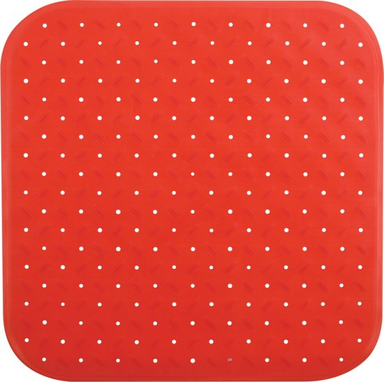 MSV Douche/bad anti-slip mat badkamer - rubber - rood - 54 x 54 cm - met zuignappen