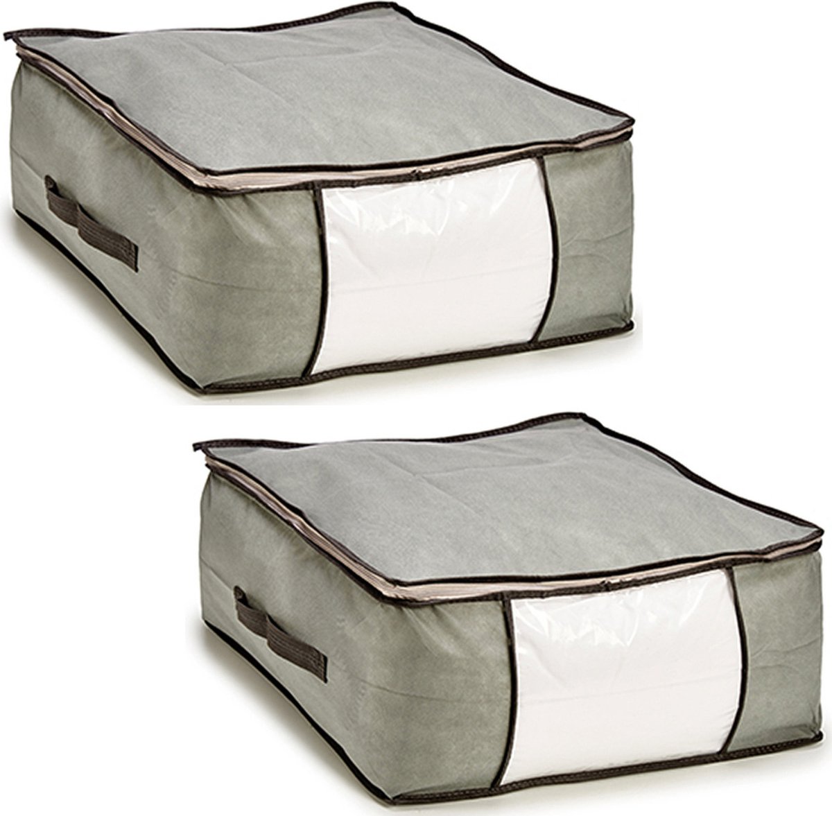 Arte r opbergtas/beschermhoes beddengoed/kleding - 2x - grijs - 45 x 45 x 20 cm