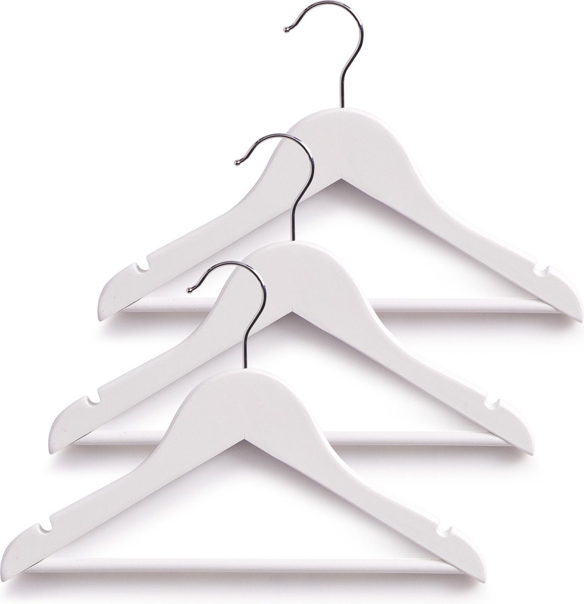 Zeller kledinghangers kind - set 9x - wit - hout - 30,5 cm - draaibare haak - kleding ophangen