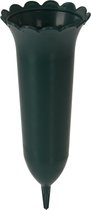 Vase funéraire/vase funéraire - plastique - vert - 25 cm - Pour déposer des fleurs sur une tombe
