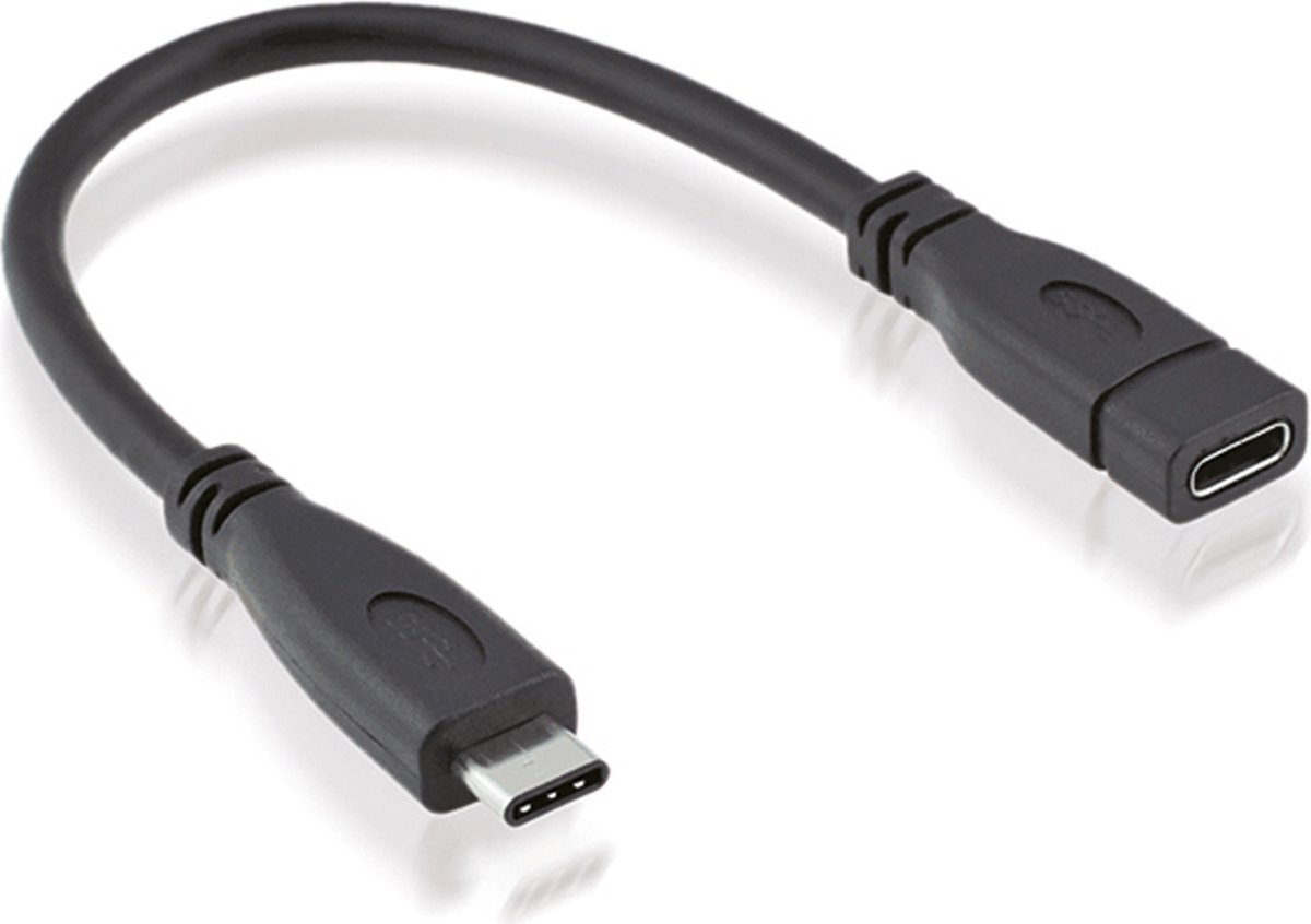 ROLINE USB 3.2 Gen 2 kabel, C-C, M/F, 4K UHD-1, 10Gbit/s, 100W, zwart, 0,15 m