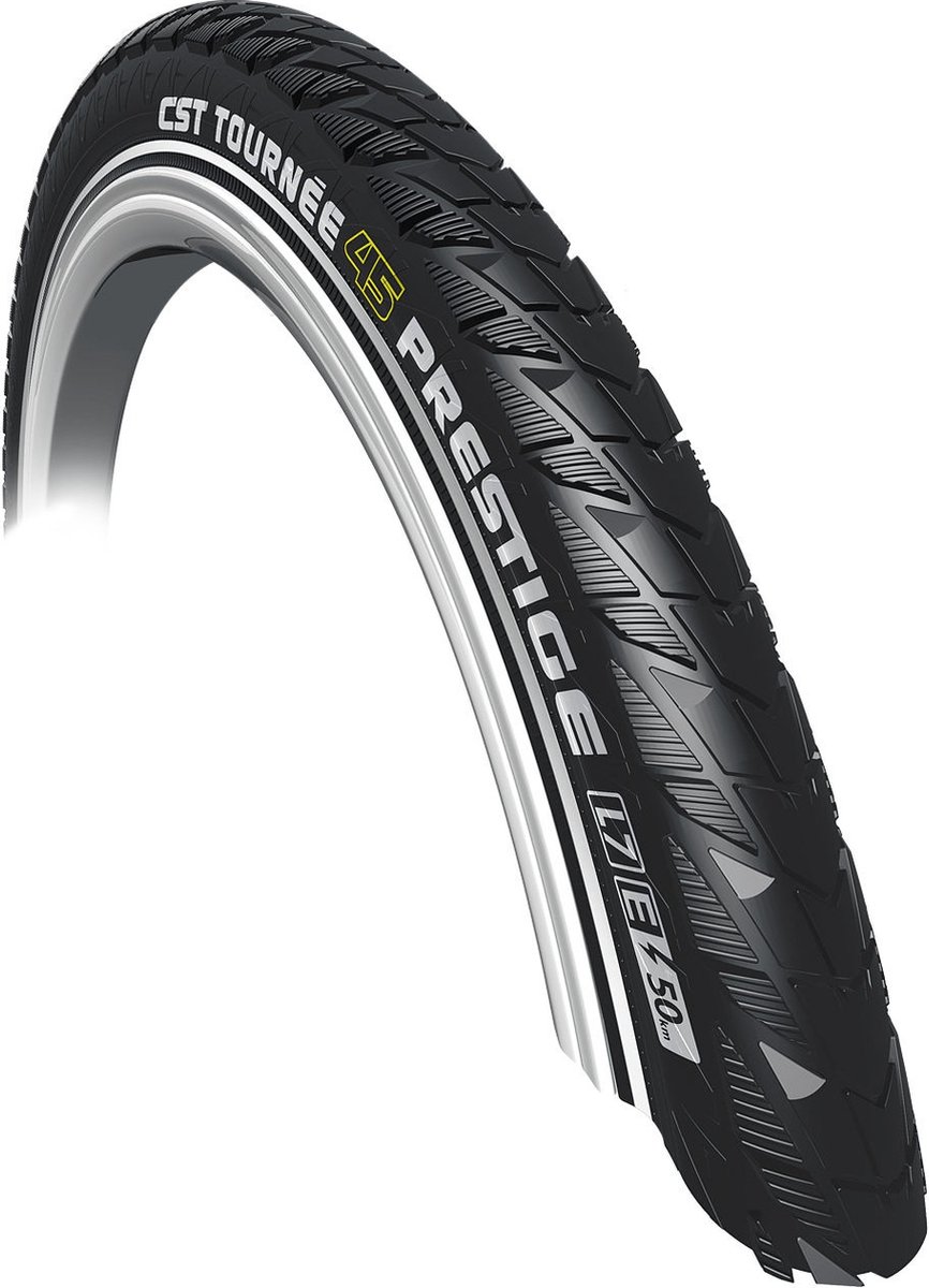 CST Fiets buitenband tournée prestige 28 x 2.00" / 50-622 mm - zwart met reflectie afbeelding