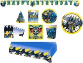 Batman - Anniversaire - Mega package - Décoration - Fête d'enfants - Nappe - Assiettes - Gobelets - Serviettes - Invitations - Ballon aluminium - Chapeaux de fête - Guirlande - Sacs de fête