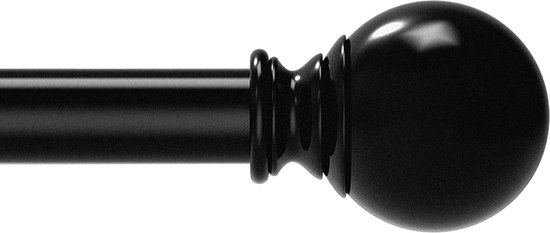 verstelbare gordijnstang zwart, met rond eindstuk, voor slaapkamer/woonkamer/kinderkamer, 90-180 cm (zwart)