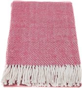 Trimita Visgraat - Deken - Plaid Katoen - Fair Trade - Woondeken- Throw Blanket - 150 x 200 cm - Roze