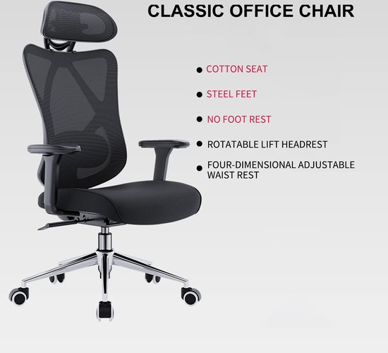 Chaise de bureau FOXSPORT - Chaise de bureau ergonomique - Chaise