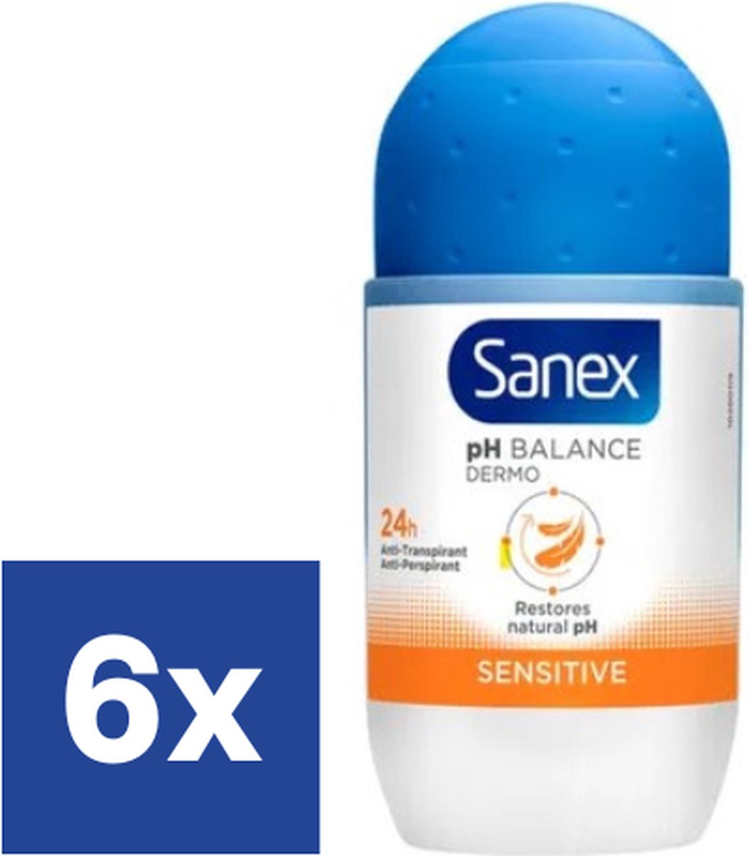 Goedkoopste Sanex - Deo Roll - Dermo Sensitive - 6 x 50 ml - Voordeelverpakking