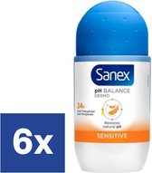 Sanex - Deo Roll - Dermo Sensitive - 6 x 50 ml - Voordeelverpakking