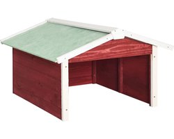 vidaXL - Overkapping - voor - grasmaaier - 72x87x50 - cm - vurenhout - rood - en - wit