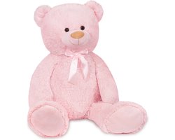 BRUBAKER - XXL Teddybeer 100 cm - Zacht Speelgoed Knuffel - Teddybear Groot - Knuffelbeer - Roze - Cadeau