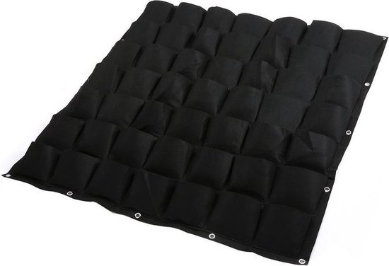 Finnacle - Plantenmuur - Muur met planten - Tuinieren - Tuin - Planten - Plantenbak - Zwart met Groen - Verticale tuin - Hangende tuin - Plantenzak - plantenzakken voor 49 planten – 100 cm x 100 cm - 1 vak is 13x13 cm