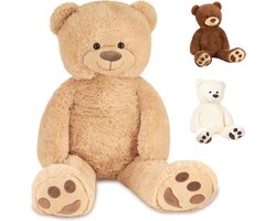 foto van BRUBAKER - Reuze XXL Beige Knuffel Beer - Teddybeer - Pluche - 100cm - Teddybear Groot - Knuffelbeer - Cadeau