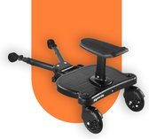 KYMEDO meerijdplankje universeel - meerijdplankje met zitje voor aan de kinderwagen of buggy - Dubbele wielen - Extra stabiel